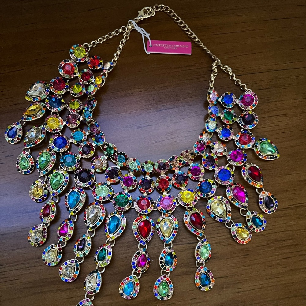 Christian Siriano Rainbow Rhinestone Necklace-NWT